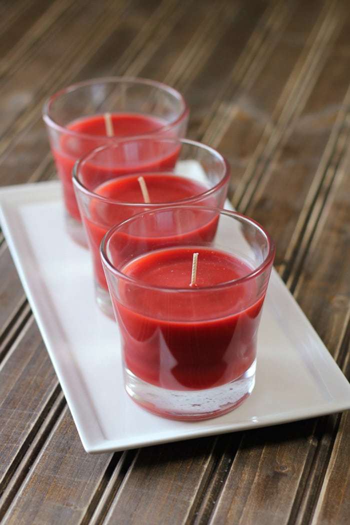 Quick and easy holiday candle centerpiece. So easy even the kids can help!