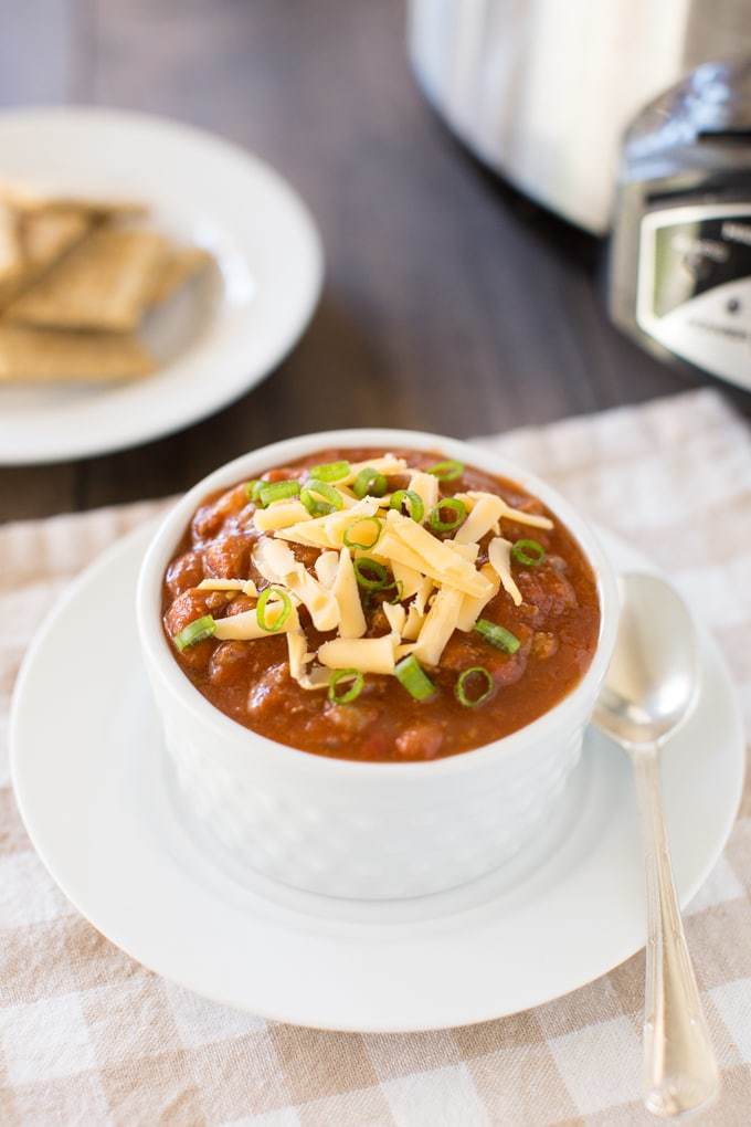 Classic chili made from scratch in the Crock-Pot! It's the perfect cold weather meal!
