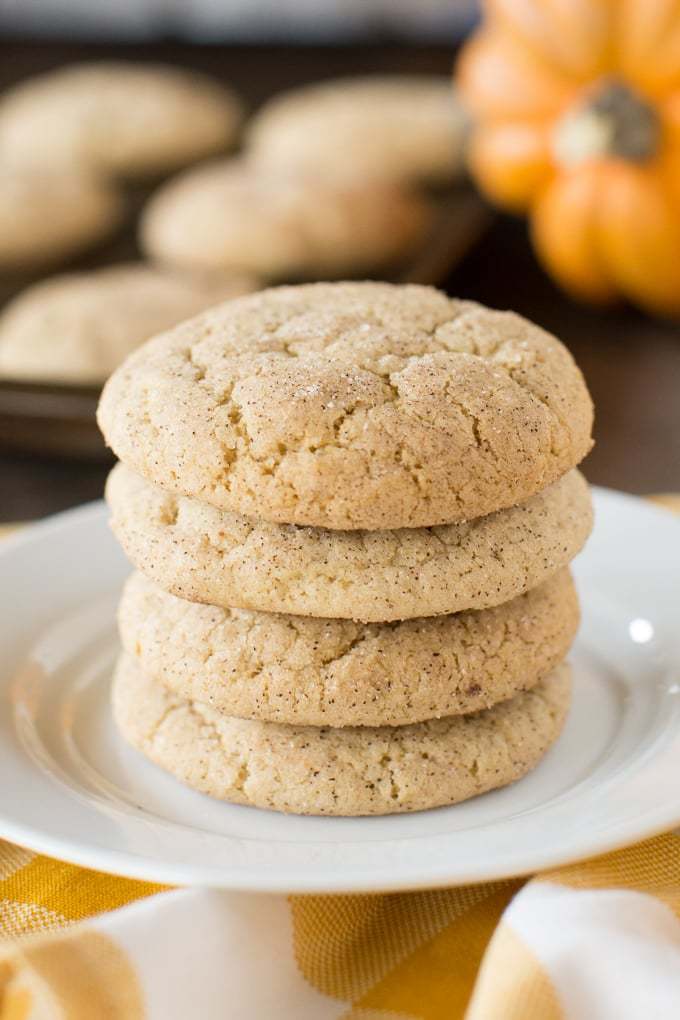Sweet and spicy pumpkin snickerdoodles. The perfect fall cookie!