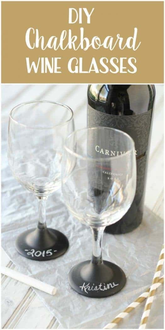 DIY tutorial to make your own chalkboard wine glasses! Add a personal touch and never lose your glass at a party again!