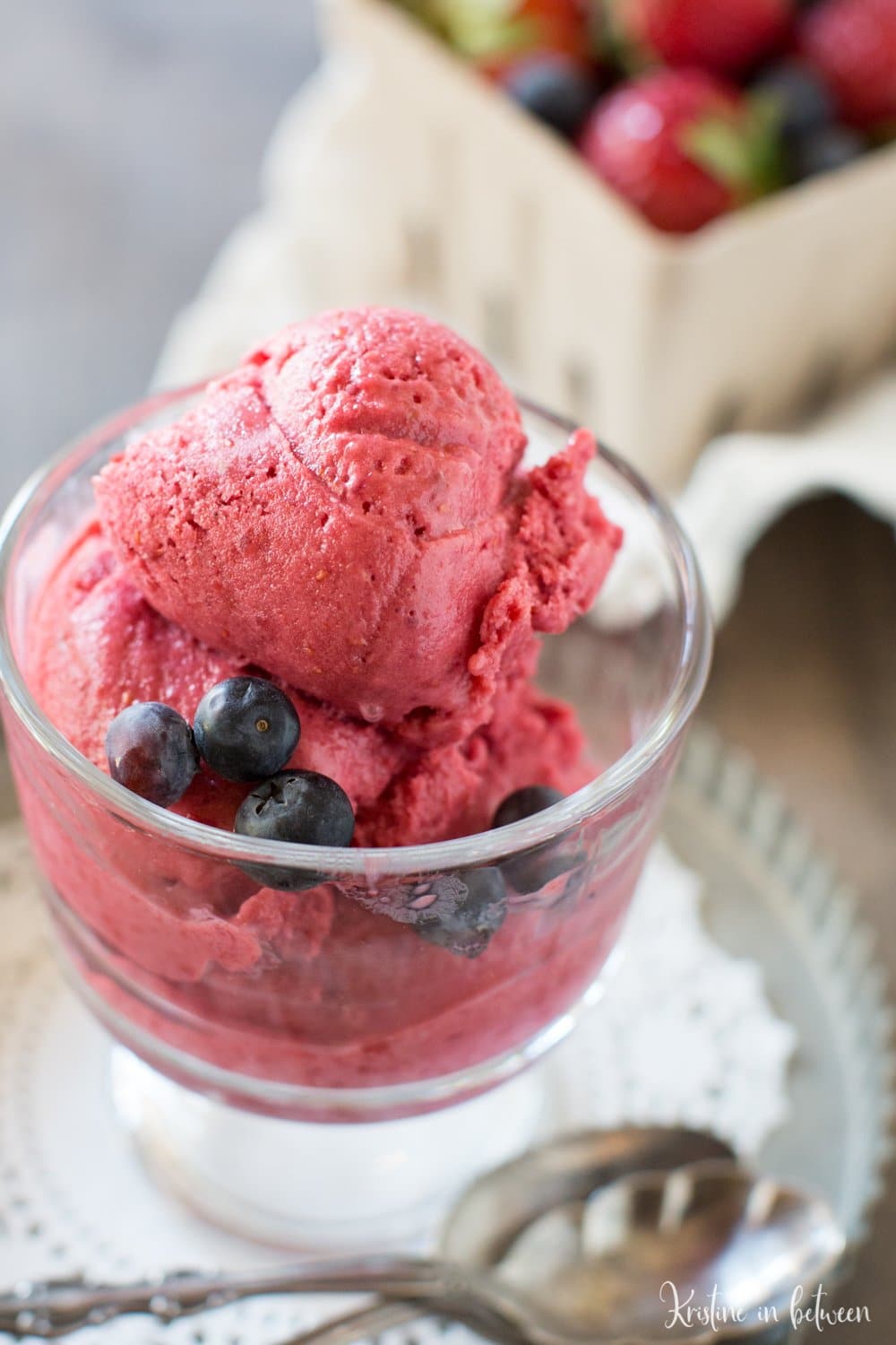 You'll love this easy no-churn raspberry frozen yogurt! It's made with only three ingredients! Perfect for hot summer days!