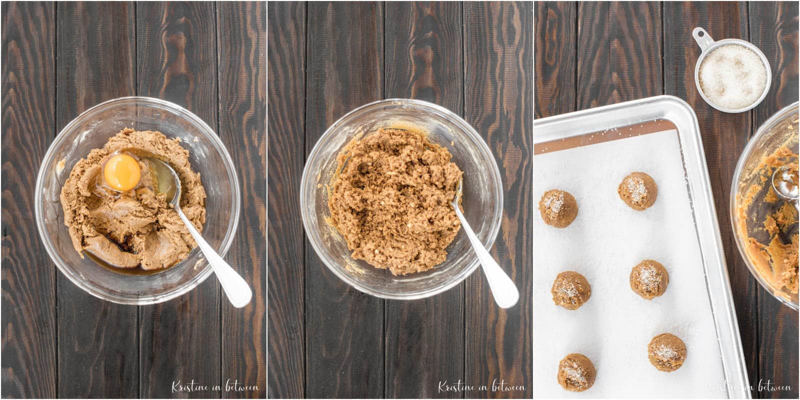 Step-by-step photos of how to make flourless peanut butter cookies.