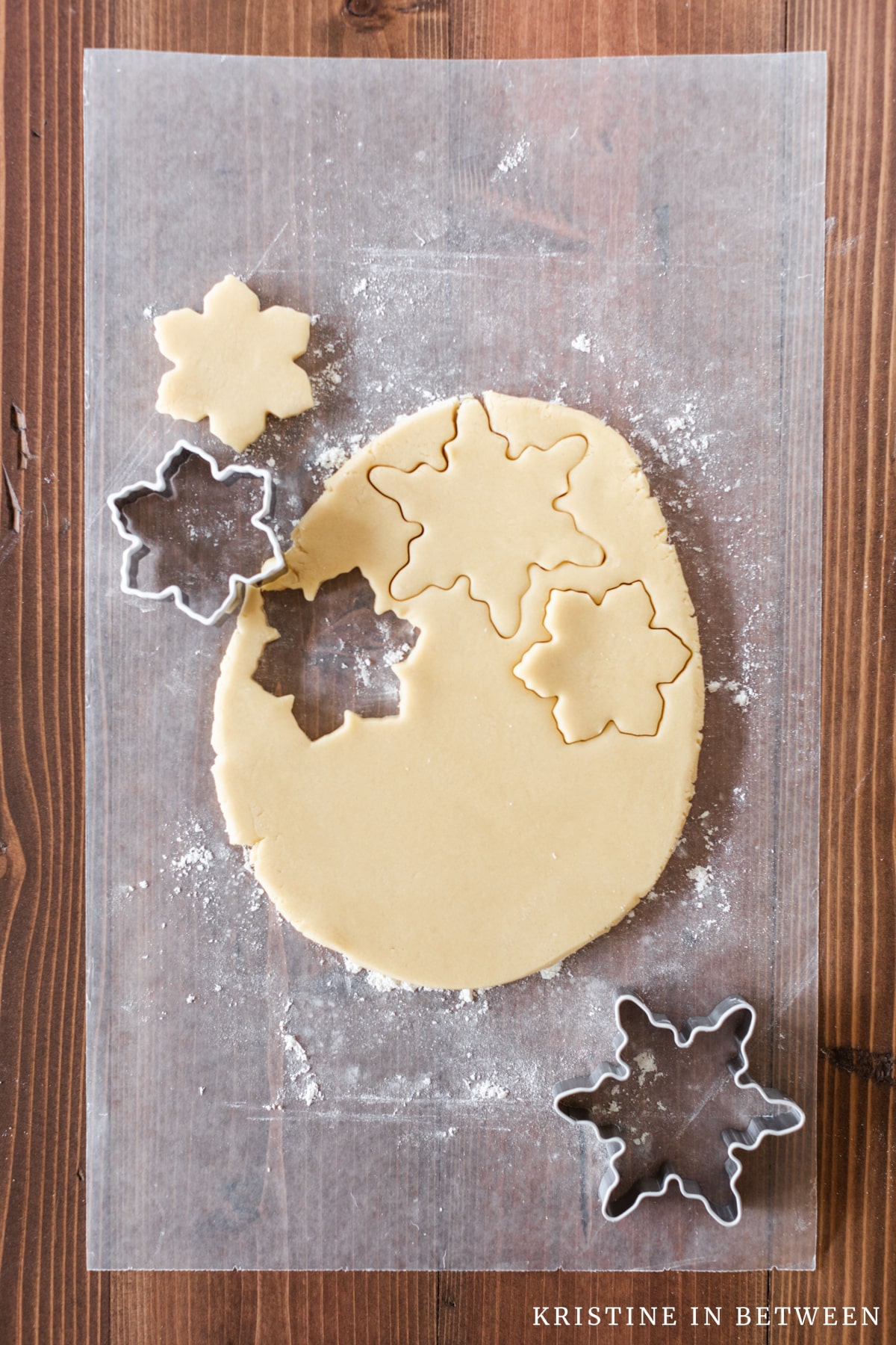 Process shots of making cut out sugar cookies.